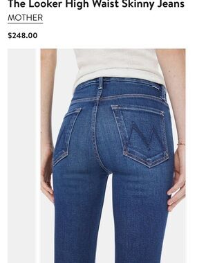 MOTHER The Looker High Rise Skinny Jeans in Medium Blue Wash
